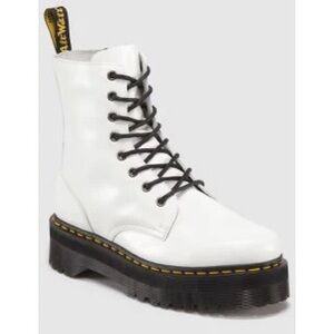 Dr. Martens White Leather Platform Lace-Up Combat Boots
